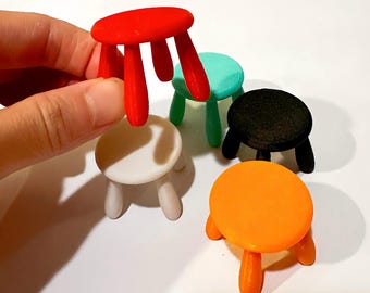 miniature kids stool miniature chair realistic mini kids chair IKEA style miniature furniture for dollhouse living room bedroom doll prop