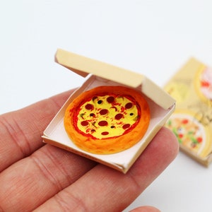 super süße mini peperoni Pizza Box Miniatur Fast Food Set realistische Handwerk Lieferungen Kinder Spielzeug Puppenhaus Puppe prop