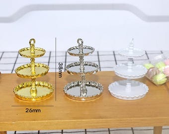 mini cake stand for dollhouse miniature 3-tier cake dessert stand miniature cake display dollhouse cake rack miniature kitchen doll props