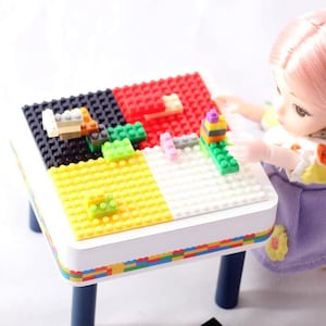 miniature building block table for dollhouse mini multi activity table set miniature furniture miniature kids toys miniature play table