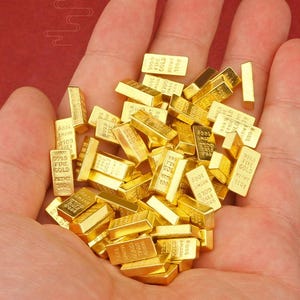 miniature gold bar mini faux gold gift for dolls dollhouse decor cellphone case DIY material doll prop