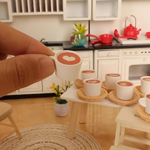 2pcs super cute mini latte art mini coffee with milk foam mini mug mini drink realistic miniature craft supplies kids toys