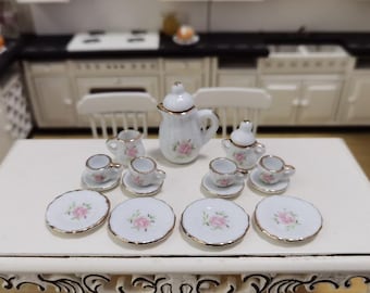 15pcs set super cute mini porcelain tea cup set ceramic teapot set miniature tableware dollhouse tea party kids toys dollhouse doll prop