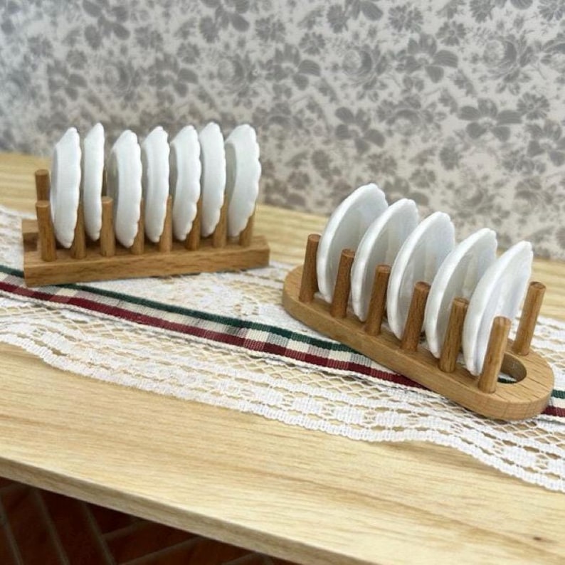 Wooden Miniature Plate Rack Miniature Drying Rack Miniature Plate ...