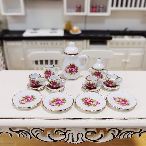 Kitchen Set Small Porcelain Tea Set 15pcs Set Super Cute Mini