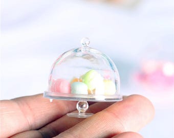 miniature cake stand with clear cover miniature macarons mini afternoon tea for dolls dollhouse tea party tableware doll props