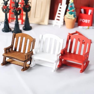 Super süßer realistischer Mini Holz Schaukelstuhl Mini Mini Möbel Miniatur Kinder Spielzeug Puppenhaus Puppe Requisite Mini Wohnzimmer Schlafzimmer