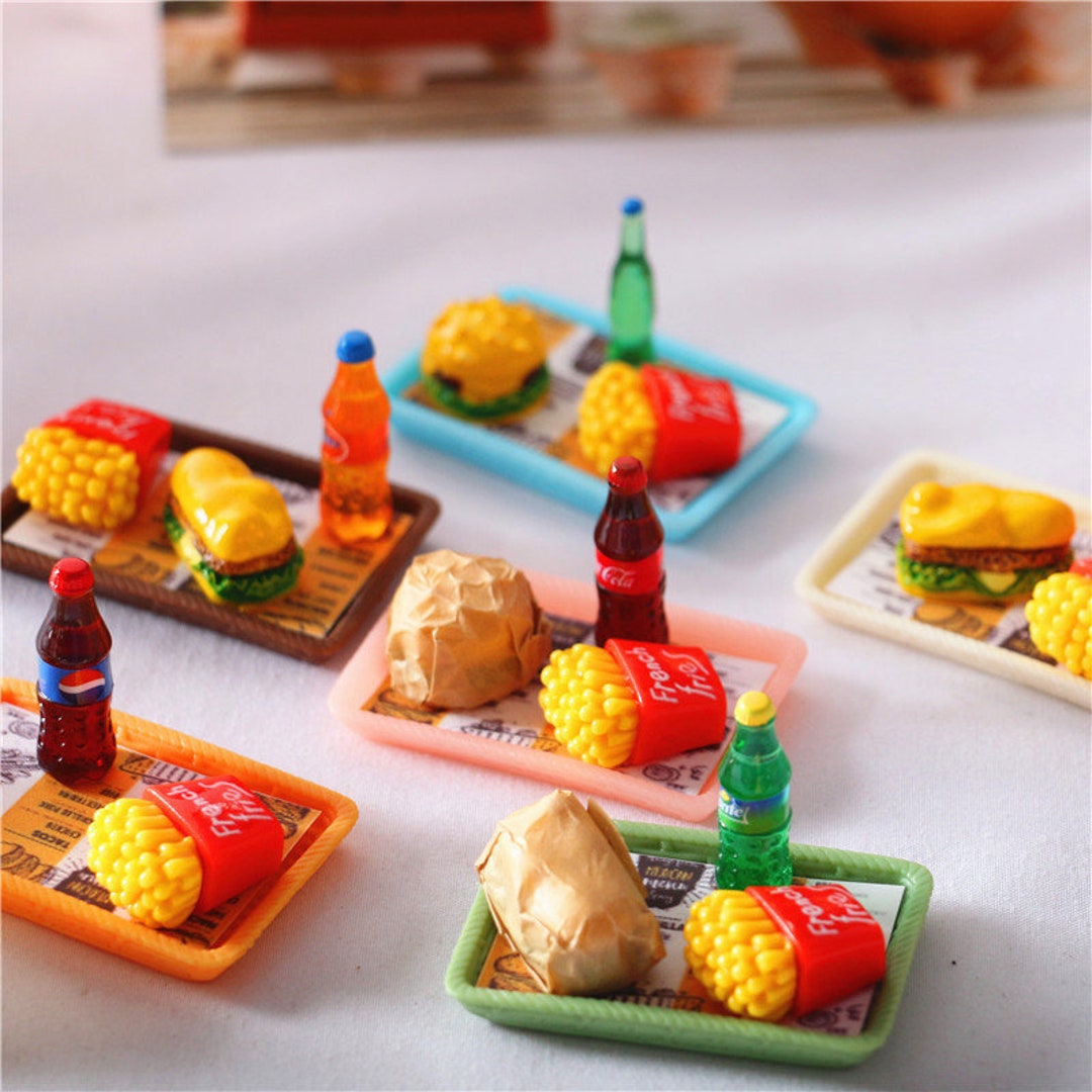set of 4pcs mini dollar store super cute miniature fast food set realistic craft supplies kids toys dollhouse doll prop mini kitchen
