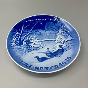 Vintage Copenhagen Porcelain 1970 &quot;Pheasants in the Snow at Christmas&quot; Plate