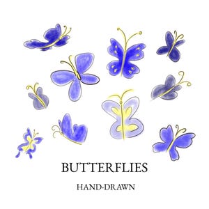 Handritad fjärils-clip-art, PNG