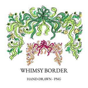Hand-drawn Whimsy Baroque Border Clip-Art, PNG