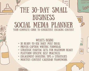 30-Day Social Media Planner | Small Business Content, Captions (PDF)