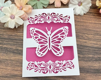 Cartão de convite de metal corte morrer-cortado renda vazada flor borboleta estêncil modelo papel faça você mesmo presente feriado casamento saudação decoração para casa