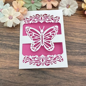 Carte d'invitation en métal découpée avec des matrices ajourée dentelle fleur papillon modèle de pochoir papier cadeau bricolage vacances mariage voeux décoration d'intérieur