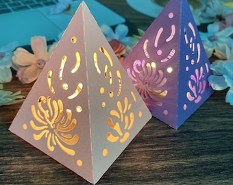 Pirâmide de corte de metal matriz 3D caixa de lanterna molde estêncil modelo padrão de flor pasta de relevo papel artesanato presente faça você mesmo decoração para casa