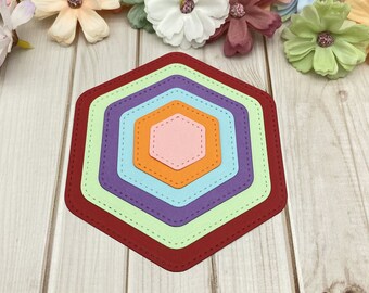Moldura de padrão geométrico multicamadas, matriz de corte de metal, estrela, círculo, retângulo, hexágono, recortes, scrapbooking, relevo, cartão, papel, artesanato, faça você mesmo
