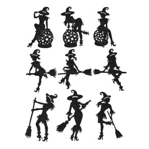 Halloween Hexe Silhouette Metall Stanzformen Kristall Ball Besen gestanzt Für die Kartenherstellung Prägung Scrapbooking DIY Papierhandwerk Urlaub Geschenk
