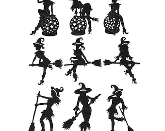 Halloween bruxa silhueta metal corte morre bola de cristal vassoura die-cut para cartão fazendo relevo scrapbooking faça você mesmo papel artesanato presente de feriado