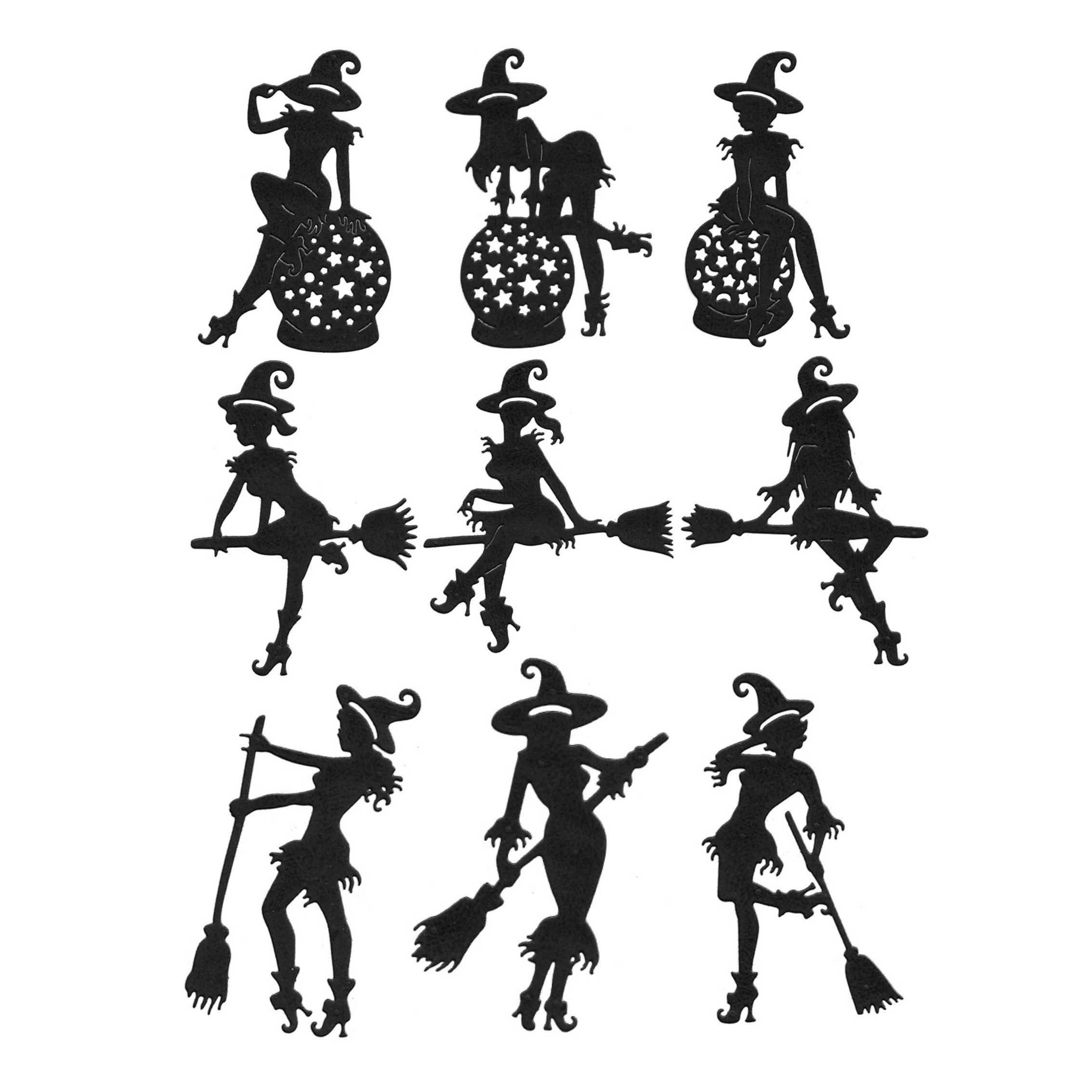Halloween Witch Silhouette Metal Cutting Dies Crystal Ball Broom Die-cut For Card Making Embossing Scrapbooking DIY Paper Craft Holiday Gift