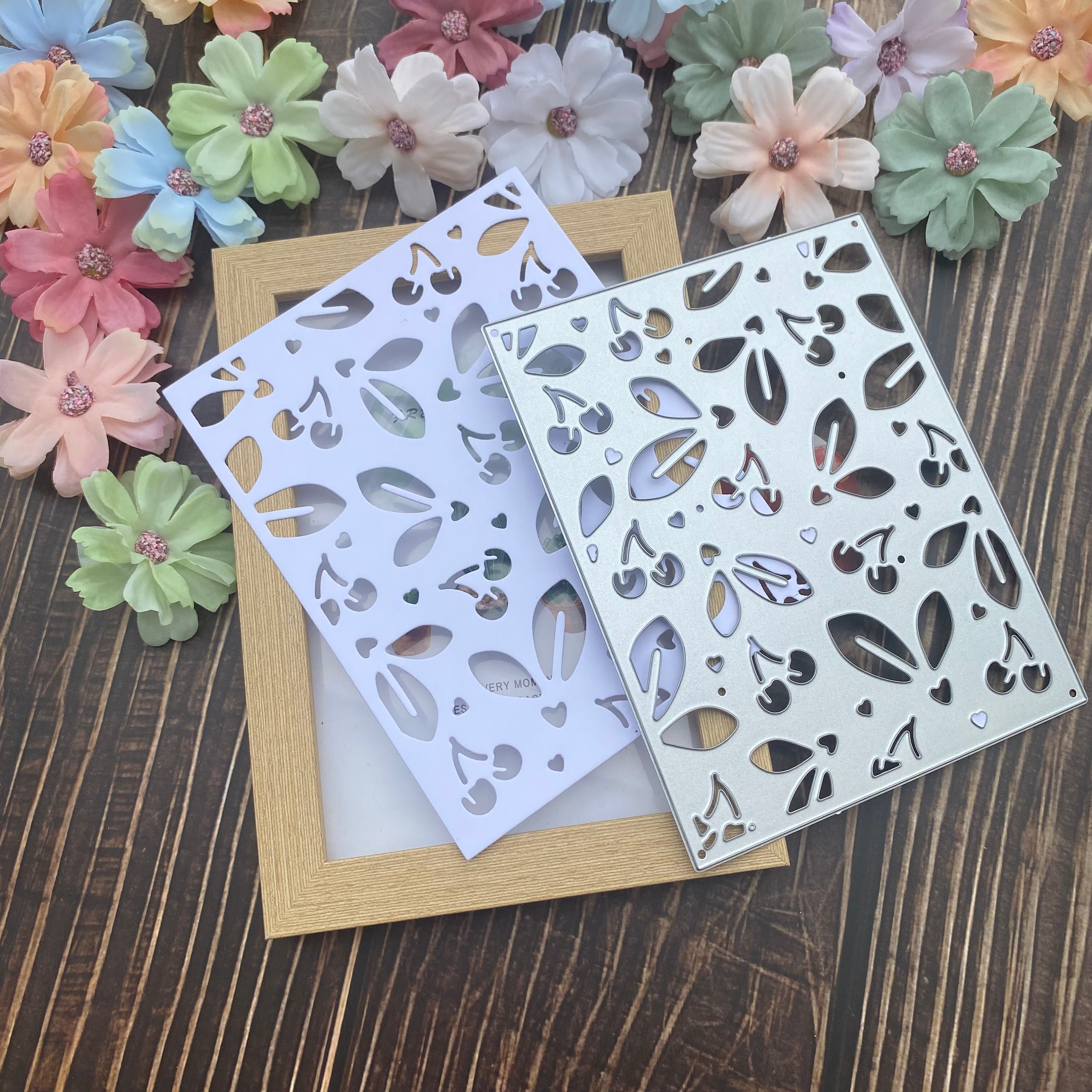 Fustelle Metalliche Da Taglio Per Scrapbooking - Set 4 Pezzi Motivi Foglie E Fiori, 11,9x9 Cm, Per Biglietti E Goffratura - 2
