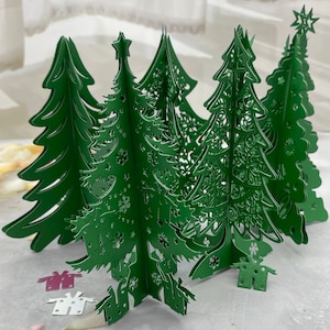 Matrices de découpe pour sapin de Noël 3D Double couche en métal découpées Ensemble de pochoirs Modèle pour carte, artisanat en papier, Cadeau bricolage, Cadeau de vacances, Décoration d'intérieur