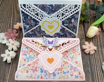 Caixa de envelope 3D Conjunto de corte de metal, flor, chocolate, suporte para presente, corte, scrapbooking, relevo, faça você mesmo, artesanato em papel, saudação de feriado, decoração para casa