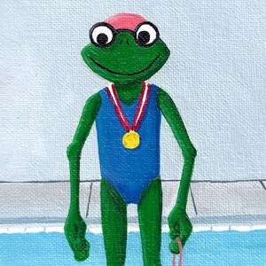 Simgroda, original akrylmålning på duk, Froggie