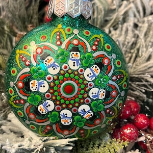 Handbemalter Schneemann-Mandala-Weihnachtsschmuck