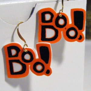 Shrink Plastic &#39;boo&#39; earrings