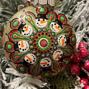 Handbemalter Schneemann-Mandala-Weihnachtsschmuck