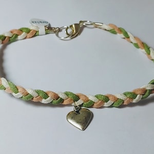 Braided faux suede anklet with heart drop