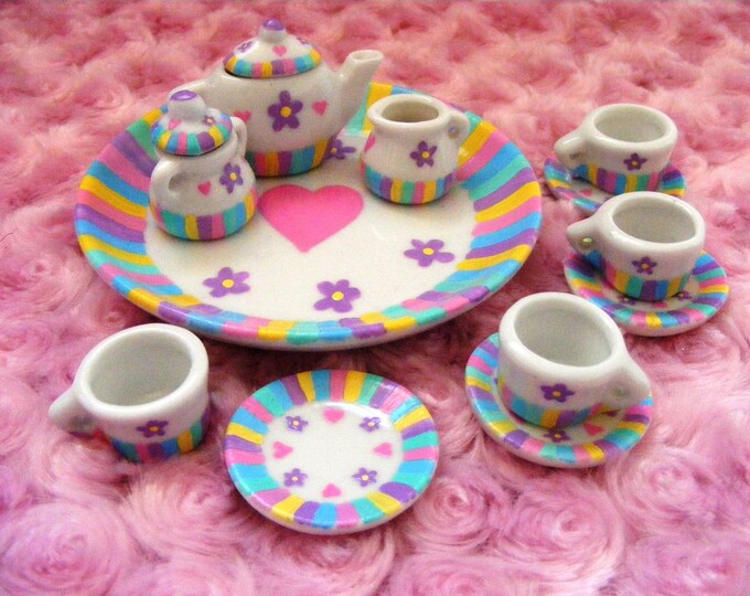 Hand Painted Pastel Tiny Tea Set Etsy