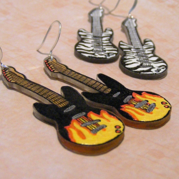 Plastic electric guitar earrings