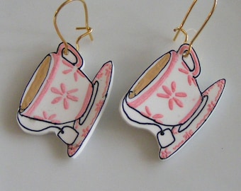 Teacup shrink plastic earrings