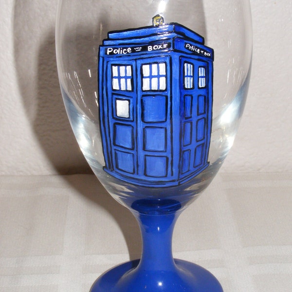 Hand painted Tardis glass