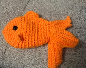Feito à mão, crochê, peixe dourado, brinquedo de gato com erva-de-gato
