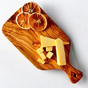 Olive Wood Cutting Board with Handle | Handmade Solid Wood Chopping Board | Rustic Serving & Cheese Board | Charcuterie Platter
