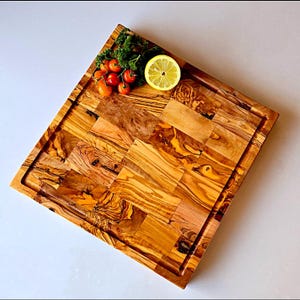 Personalized Olive Wood End Grain Cutting Board: Rustic Charcuterie Board