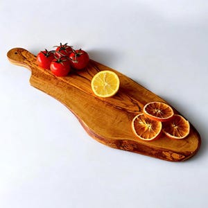 Personalized Olive Wood Cutting Board with Handle: Rustic Charcuterie Board