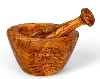 Handmade Olive Wood Mortar and Pestle | Herb & Spice Grinder