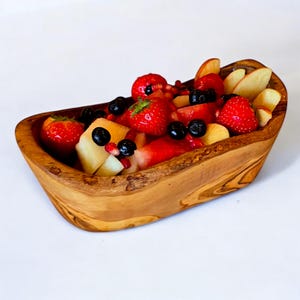 Olive Wood Rustic Hand Carved Bowl | Natural Shape Wooden Bowl | Unique Decorative Serving Dish | Handmade Olive Wood Snack Bowl