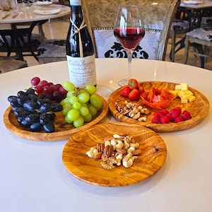 Handcrafted Olive Wood Plate Set (Set of 3): Rustic Serving Platters