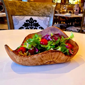 Olive Wood Flat Fruit Bowl | Handcrafted Wooden Centerpiece | Rustic Olivewood Tray | Decorative Natural Wood Plate