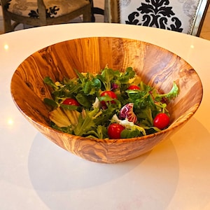 Olive Wood Salad Bowl | End Grain Handmade Bowl | Large Rustic Serving Bowl | Natural Wood Tableware | Wooden Serving Bowl | Gift for her