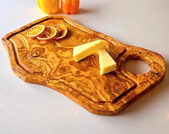 Handmade Olive Wood Cutting Board: Rustic Charcuterie Serving Platter