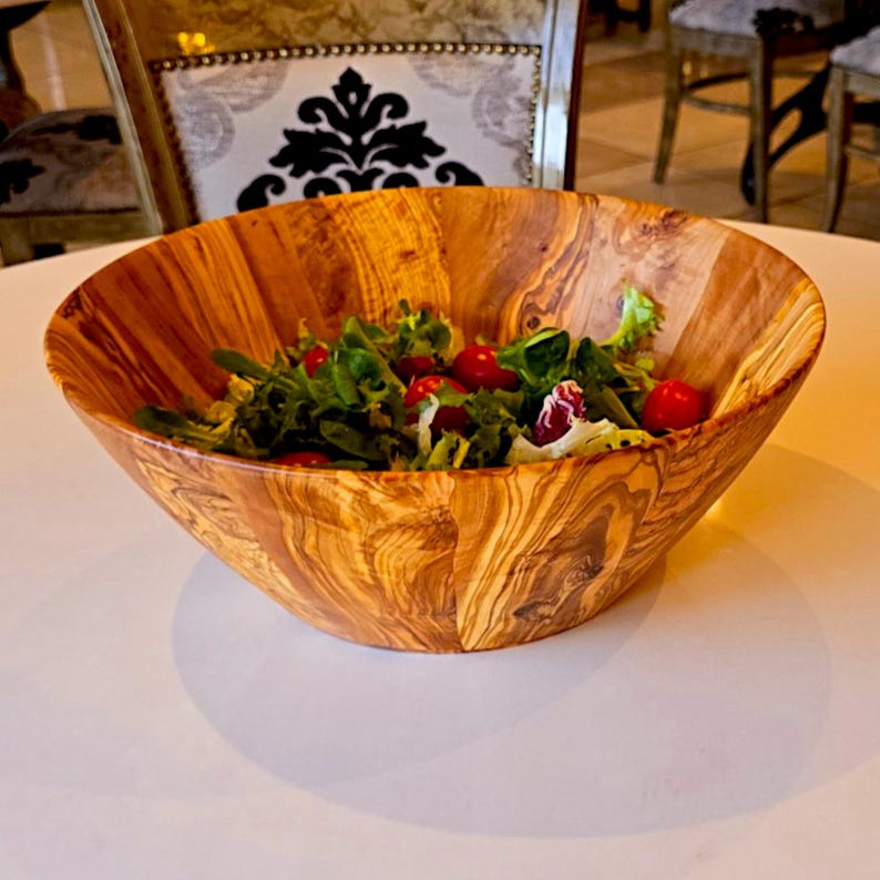 Personalized Olive Wood Salad Bowl: Handmade Rustic Serving Bowl - Etsy