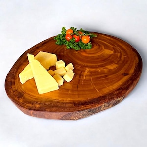 Rustic Olive Wood Cutting Board | Round Handcrafted Serving Board | Unique Charcuterie & Kitchen Decor | Wooden Chopping Board