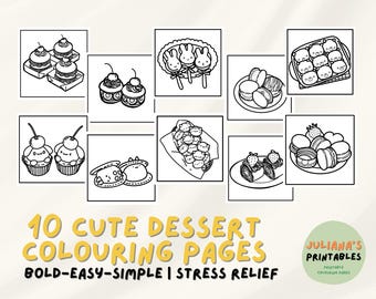 Cute Dessert Coloring Pages | dessert coloring pages | stress relief | bold and easy | coloring page | coloring book | dessert coloring page