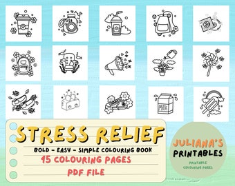 Stress Relief Coloring Book: Bold & Simple Designs (PDF Pattern)
