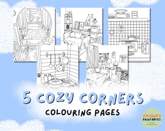 Cozy Corners Coloring Pages: 5 Printable Relaxing Scenes (PDF)